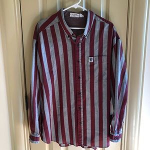 Brittania Maroon & Gray Long Sleeve Button Down